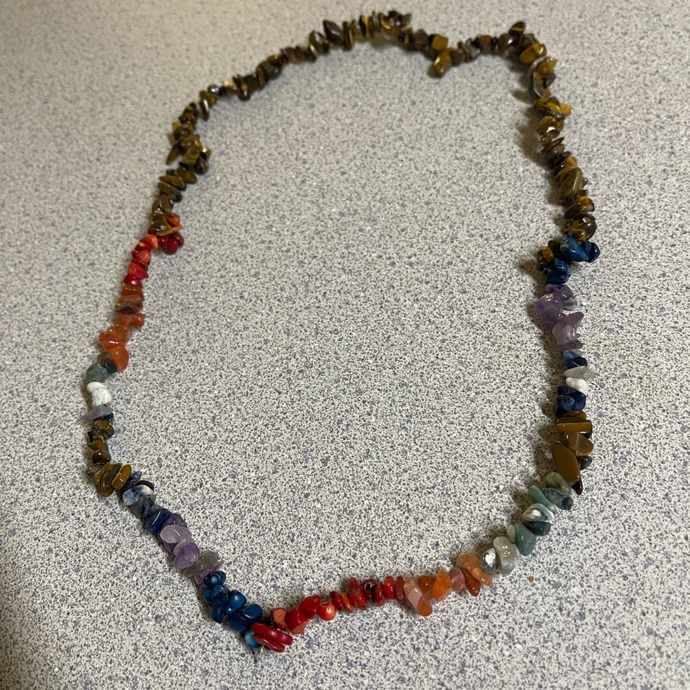 Extra long stone bead necklace